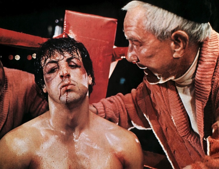 Sylvester Stallone and Burgess Meredith in 'Rocky'